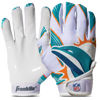 Picture of Franklin Sports Miami Dolphins Youth NFL Football Receiver Gloves - Receiver Gloves For Kids - NFL Team Logos and Silicone Palm - Youth S/XS Pair