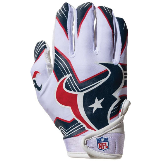 Picture of Franklin Sports Houston Texans Youth NFL Football Receiver Gloves - Receiver Gloves for Kids - NFL Team Logos and Silicone Palm - Youth S/XS Pair