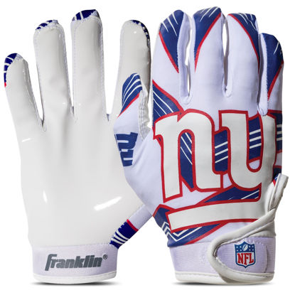 Picture of Franklin Sports Youth Football Receiver Gloves For Kids, NFL Team Logos and Silicone Palm, Youth Medium/Large