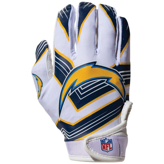 Picture of Franklin Sports Los Angeles Chargers Youth NFL Football Receiver Gloves - Receiver Gloves For Kids - NFL Team Logos and Silicone Palm - Youth M/L Pair