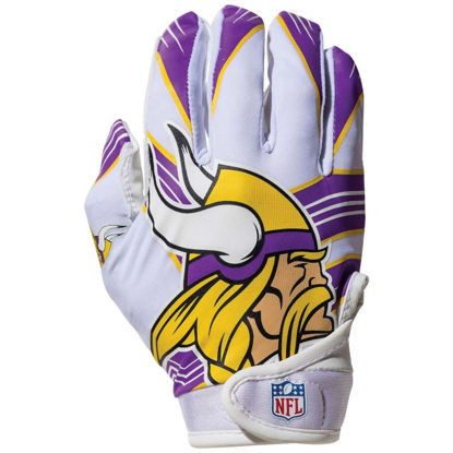 Picture of Franklin Sports Minnesota Vikings Youth NFL Football Receiver Gloves -For Kids - NFL Team Logos and Silicone Palm - Youth M/L Pair