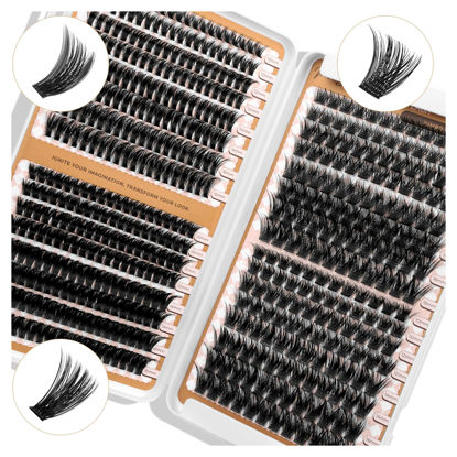 Picture of LASHVIEW Lash Clusters D Curl Eyelash Extension Clusters Natural Look Cluster Lashes Extensions Super Thin Band & Soft Cluster Lashes Reusable 9-16mm MIX(style80&100&56D)