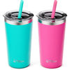 Picture of Tiblue Kids & Toddler Cup - 2 Pack 12oz Spill Proof Stainless Steel Insulated Tumbler for Toddler Girls Boys - BPA FREE Smoothie Snack Drinking Cup with Leak Proof Lid & Silicone Straw with Stopper