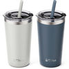 Picture of Tiblue Kids & Toddler Cup - 2 Pack 12oz Stainless Steel Water Bottle Spill Proof Insulated Tumbler with Leak Proof Lid & Silicone Straw with Stopper - BPA FREE Smoothie Snack Cups Baby Drinking Cup