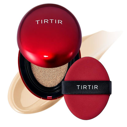 Picture of TIRTIR Mask Fit Red Cushion Foundation | Full coverage, Weighless, Skin fit, Satin Glow Finish, Korean cushion foundation (#21W Natural Ivory, 0.63 Fl Oz (Pack of 1))