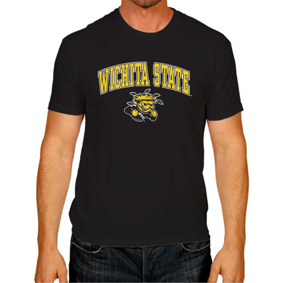 Picture of Campus Colors Wichita State Shockers Adult Arch & Logo Soft Style Gameday T-Shirt - Black, Small (Wichita State Shockers - Black, Small)