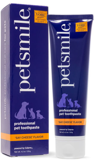 Picture of Petsmile Professional Pet Toothpaste - Cat & Dog Teeth Cleaning Supplies - Controls Plaque, Tartar, & Bad Breath - VOHC Accepted Toothpaste - Pet Dental Care Essentials (Say Cheese, 4.2 Oz)