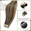 Picture of Full Shine Injected Tape in Hair Extensions 5Pcs Machine Virgin Tape in Extensions Color BM Brown Seamless Invisible Hair Extensions Tape in 14 Inch Injection Tape ins Human Hair Extensions 10Gram