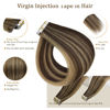 Picture of Full Shine Injected Tape in Hair Extensions 5Pcs Machine Virgin Tape in Extensions Color BM Brown Seamless Invisible Hair Extensions Tape in 14 Inch Injection Tape ins Human Hair Extensions 10Gram