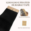 Picture of GOO GOO Tape in Hair Extensions Human Hair, 1 Jet black, 10inch 30g 20pcs, Thick Ends Straight Seamless Tape in, Invisible Tape in Hair Extensions Human Hair