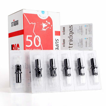 Picture of Stigma #10 (1RL) Bugpin Disposable Tattoo Needle Cartridges with Membrane Safety Cartridges for Tattoo Artists Round Liner 50Pcs Super Value Pack EN05-50-1001RL