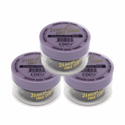 Picture of EBIN NEW YORK 24 Hour Edge Tamer - Extreme Firm Hold (2.7oz/ 80ml (Pack of 3)) - No Flaking, White Residue, Shine and Smooth texture with Argan Oil and Castor Oil