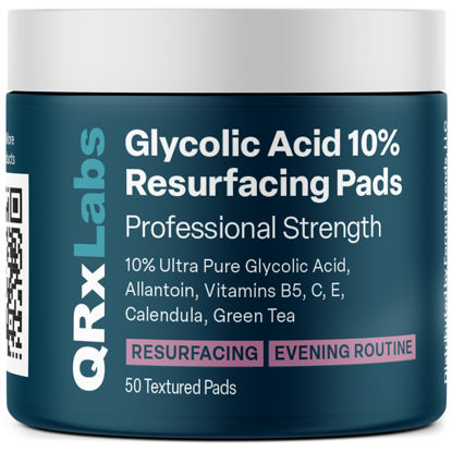 Picture of Glycolic Acid 10% Wrinkle Control Pads for Face & Body - 10% Ultra Pure Glycolic Acid, Allantoin, Vitamins B5, C & E, Calendula & Green Tea Extracts - Keeps skin smooth and prevents wrinkles and lines