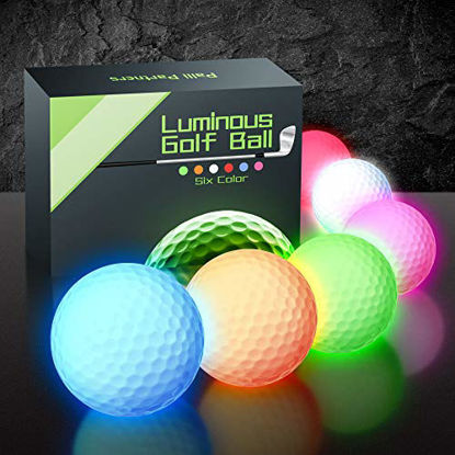 Picture of PalliPartners 6 pcs Glow Dark Golf Balls Bulk Light Up LED Golf Light Balls Night Sports Glow Dark Golf Balls for Men Multi Colors for Your Choice