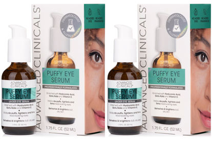 Picture of Advanced Clinicals Puffy Eyes Treatment Eye Serum Anti Aging, Brightening, & Firming Under Eye Serum With Vitamin E, Collagen, Gotu Kola, Caffeine, & Green Tea Helps Hydrate & Calm Puffiness, 2-Pack