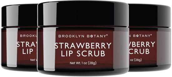 Picture of Brooklyn Botany Lip Scrub Exfoliator 1 oz - Lip Moisturizer for Dry Lips and Chapped Lips - Gentle Lip Exfoliator for Smooth and Brighter Lips - Strawberry Flavor - Pack of 3