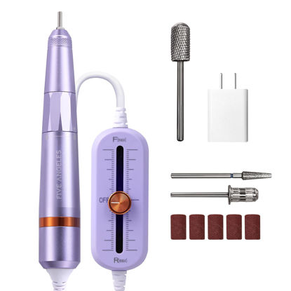 Picture of Five Angeles Electric Nail Drill for Acrylic Dip Powder & Gel Nail Art,USB E-file Machine for Beginners,Unique Stepless Adjustable Speed Control Electrical Nail Filer,Tungsten Steel Drill Bit