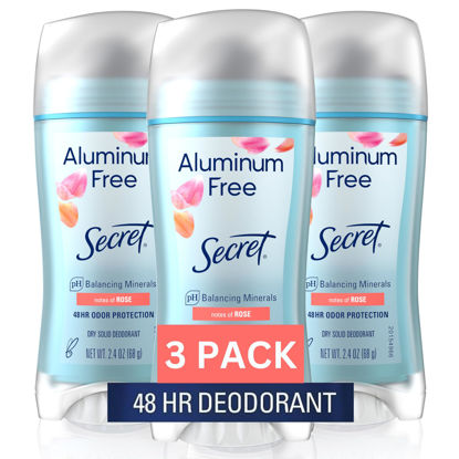 Picture of Secret Aluminum Free Deodorant for Women, 48hr Odor Protection, Free of Parabens Dyes Talc & Baking Soda, Rose Scent, 2.4 oz (Pack Of 3)