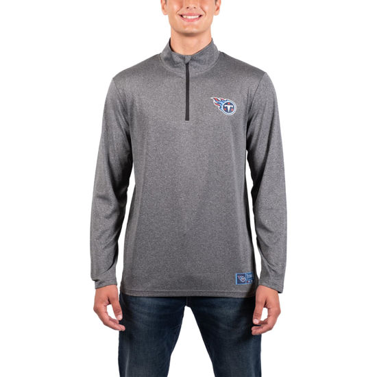 Picture of Ultra Game NFL Men's Super Soft Quarter Zip Long Sleeve T-Shirt, Tennessee Titans, Heather Charcoal, X-Large