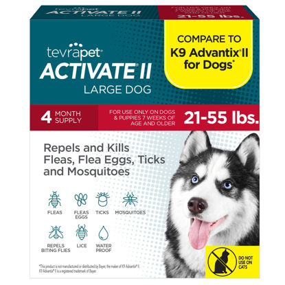 Picture of Activate II Flea and Tick Prevention for Dogs | 4 Count | Large Dogs 21-55 lbs | Topical Drops | 4 Months Flea Treatment