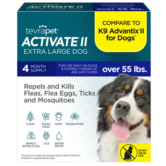 Picture of Activate II Flea and Tick Prevention for Dogs | 4 Count | Extra Large Dogs 55+ lbs | Topical Drops | 4 Months Flea Treatment