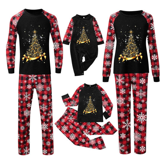 Picture of KASAAS Christmas Pajamas for Family Pjs Matching Sets for Women Men Kids Funny Xmas Loungewear Outfits Couples Mom