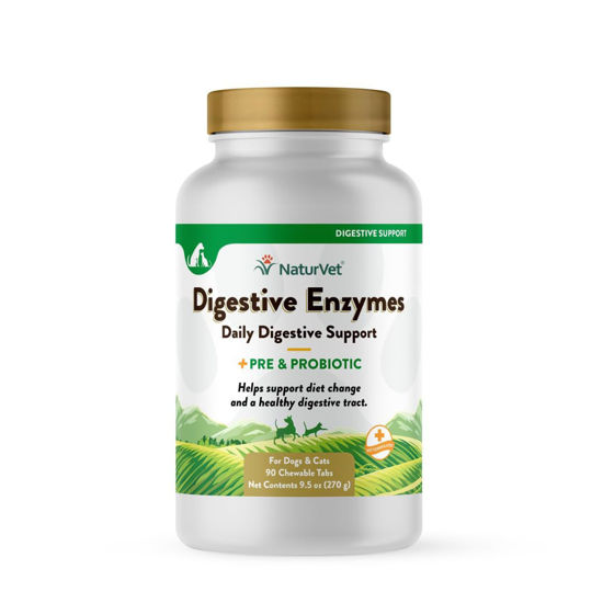 Picture of NaturVet Digestive Enzymes Plus Probiotics Supplement for Dogs, Soft Chews, Made in The USA with Globally Source Ingredients 90 Count