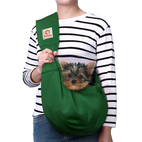 Picture of Tomkas Dog Sling Carrier for Small Dogs Puppy Carrier for Small Dogs (Emerald Green, Adjustable Strap & Zipper Pocket)