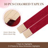 Picture of GOO GOO Tape in Hair Extensions Human Hair, Red, 14inch 25g 10pcs, Colored Tape ins Human Hair Extensions, Silky&Soft Invisible Tape Ins, Hair Highlighted for Party