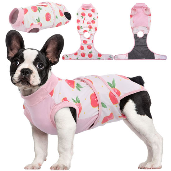 Picture of Kuoser Recovery Suit for Dogs Cats After Surgery, Professional Pet Recovery Shirt Dog Abdominal Wounds Bandages, Substitute E-Collar & Cone,Prevent Licking Dog Onesies Pet Surgery Recovery Suit