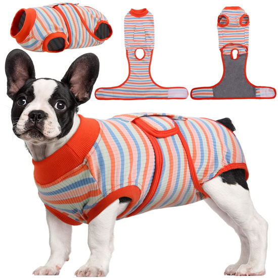 Picture of Kuoser Recovery Suit for Dogs Cats After Surgery, Professional Pet Recovery Shirt Dog Abdominal Wounds Bandages, Substitute E-Collar & Cone,Prevent Licking Dog Onesies Pet Surgery Recovery Suit