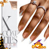 Picture of BTArtboxnails French Gel Nail Tips - Halloween Nails French Tip Press on Nails Brown Long Stiletto XCOATTIPS Pre-applied Tip Primer & Base Coat, No Need to File Fake Nails for Nail Art DIY