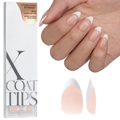 Picture of BTArtboxnails Soft Gel Nail Tips - XCOATTIPS French Series French Tip Press on Nails, Short Almond Press On Nails, Nude Acrylic Fake Nails Glue On Nails Nail Extension Set