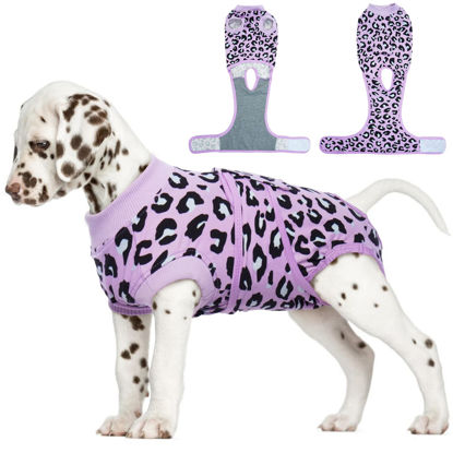 Picture of FUAMEY Dog Recovery Suit,Pet Body Suits After Surgery,Lepard Printed Spay Suit for Female Dog,Male Dogs Surgical Neuter Suit,Dog Onesie Alternative to Cone E-Collar,Pet Abdominal Anti Licking Shirt