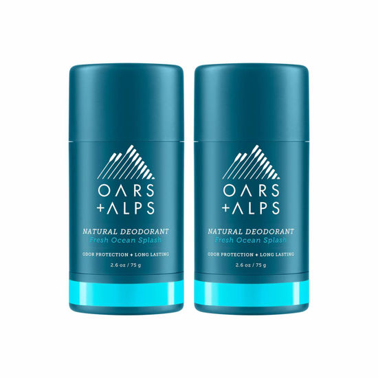 Picture of Oars + Alps Aluminum Free Deodorant for Men and Women, Dermatologist Tested and Made with Clean Ingredients, Vegan, Travel Size, Fresh Ocean Splash, 2 Pack, 2.6 Oz Each