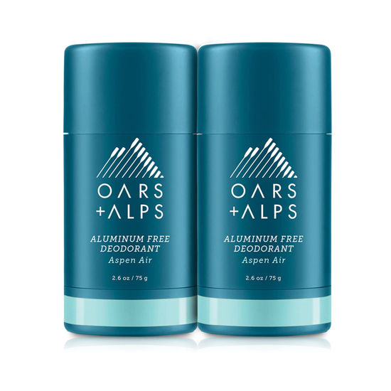 Picture of Oars + Alps Aluminum Free Deodorant for Men and Women, Dermatologist Tested and Made with Clean Ingredients, Travel Size, Aspen Air, 2 Pack, 2.6 Oz Each