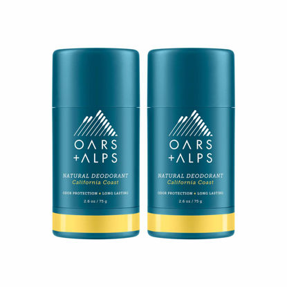 Picture of Oars + Alps Aluminum Free Deodorant for Men and Women, Dermatologist Tested and Made with Clean Ingredients, Vegan, Travel Size, California Coast, 2 Pack, 2.6 Oz Each