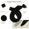 Picture of Full Shine Virgin Tape in Hair Extensions Color 1 Jet Black Tape in Extensions 14 Inch Remy Hair Extensions Tape in 25 Gram Double Sided Tape Hair Extensions 10 Pcs Long Lasting for Women