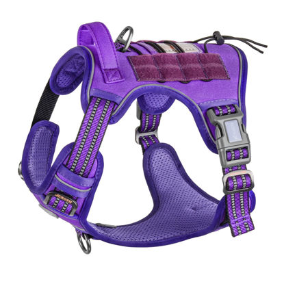 Picture of Auroth Tactical Dog Harness for Large Dogs No Pull Adjustable Pet Harness Reflective K9 Working Training Easy Control Pet Vest Military Service Dog Harnesses Purple S