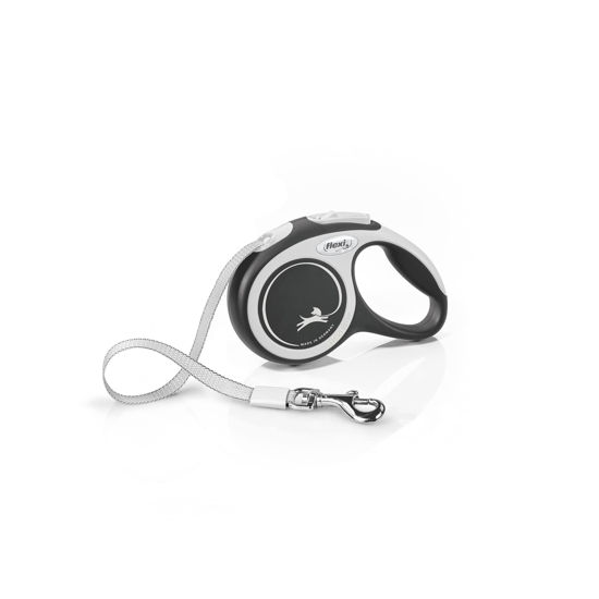 Picture of Flexi New Comfort Tape Grey & Black Extra Small 3m Retractable Dog Leash/Lead for Dogs up to 12kgs/26lbs