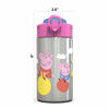 Picture of Zak Designs Peppa Pig 15.5oz Stainless Steel Kids Water Bottle with Flip-up Straw Spout - BPA Free Durable Design, Peppa Pig SS, Single Wall