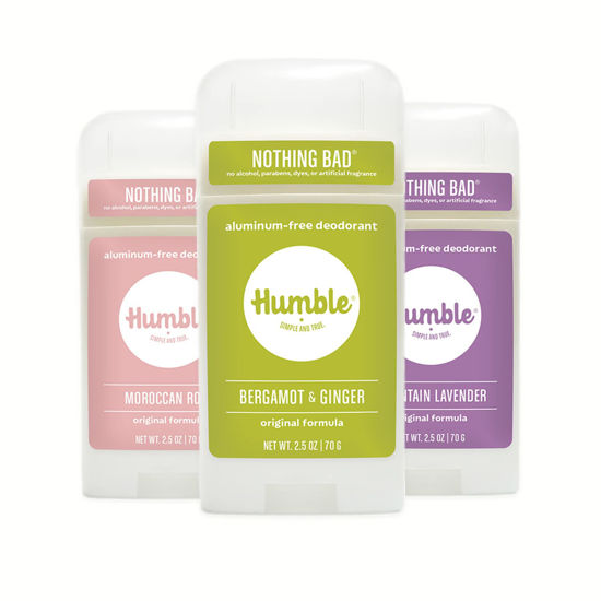 Picture of HUMBLE BRANDS Aluminum-Free Deodorant Stick, Subtle & Citrus, Bergamot Ginger, Mountain Lavender, Moroccan Rose, Pack of 3