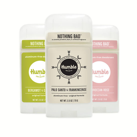 Picture of HUMBLE BRANDS Original Formula Aluminum-free Deodorant. Long Lasting Odor Control with Baking Soda and Essential Oils, Zesty & Earthy, 2.5 oz, 3 Pack Combo