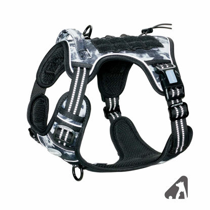 Picture of AUROTH Tactical Dog Harness for Small Medium Large Dogs No Pull Adjustable Pet Harness Reflective K9 Working Training Easy Control Pet Vest Military Service Dog Harnesses (S, Black Ink)