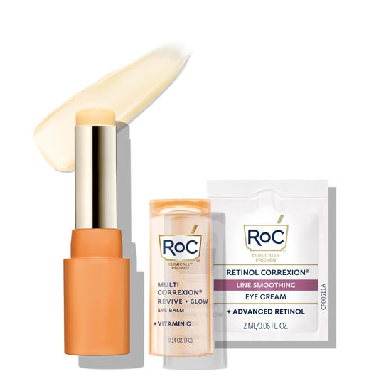 Picture of RoC Multi Correxion Revive + Glow Vitamin C Eye Balm (0.14 oz) with Retinol Eye Cream Packette