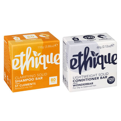 Picture of Ethique Goodbye Grease Shampoo & Conditioner Bar Giftpack- Clarifying Shampoo for Oily Hair & Build-up -Vegan, Eco-Friendly, Plastic-Free, Cruelty-Free, 6 oz (Set of 2)