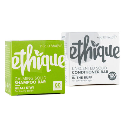 Picture of Ethique Touchy Scalps Giftpack- Calming Shampoo Bar & Conditioner Bar Set for Dry, Flakey & Itchy Scalps -Vegan, Eco-Friendly, Plastic-Free, Cruelty-Free, 6 oz (Set of 2)