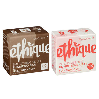 Picture of Ethique Smooth Sailing Giftpack- Dry Hair Shampoo & Conditioner Bar Set - Vegan, Eco-Friendly, Plastic-Free, Cruelty-Free, 6 oz (Set of 2)