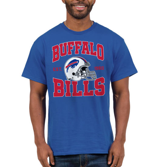 Picture of Junk Food Clothing x NFL - Buffalo Bills - Team Helmet - Unisex Adult Short Sleeve Fan T-Shirt for Men and Women - Size 3X-Large