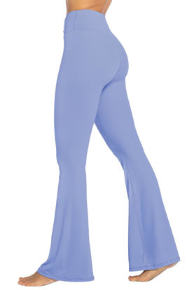 Picture of Sunzel Flare Leggings, Crossover Yoga Pants with Tummy Control, High Waisted and Wide Leg, No Front Seam Light Blue X-Small 30" Inseam